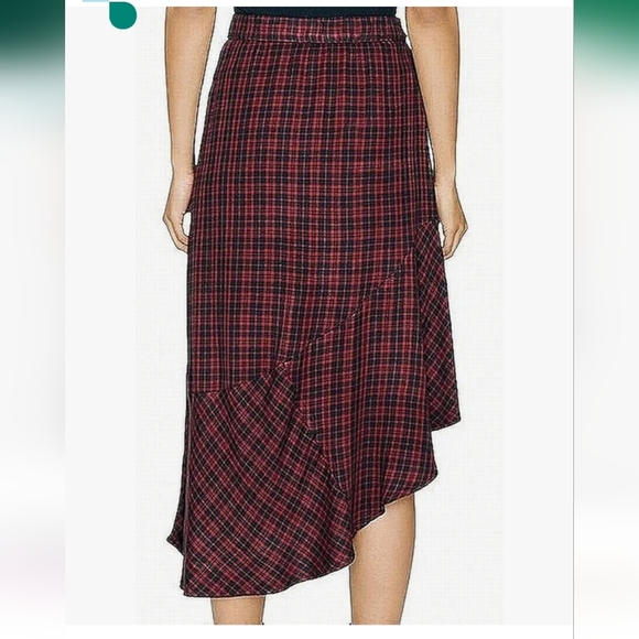 NWT Sanctuary Red Black Plaid Asymmetrical Midi Skirt Size 0 - Picture 16 of 16
